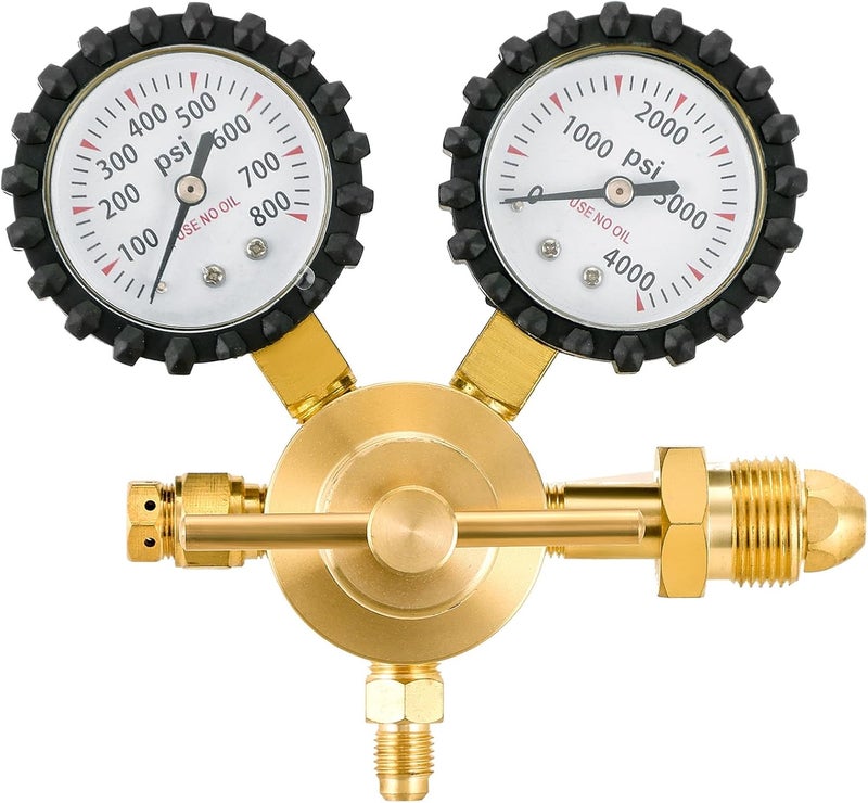 Acymner Heavy-Duty Nitrogen Regulator 0-800 PSI | Nitrogen Regulator Hvac, CGA580 Inlet, 1/4-Inch Male Flare Outlet, Brass Body, Double Gauges, Ideal for HVAC Purging and Pressure Charging - Image 1